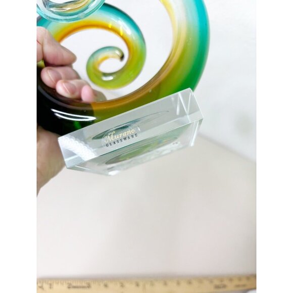 VTG Murano ? Glass Treble Cleft 11" Handblown Decor Blue Green Striped Music EUC - Picture 6 of 8